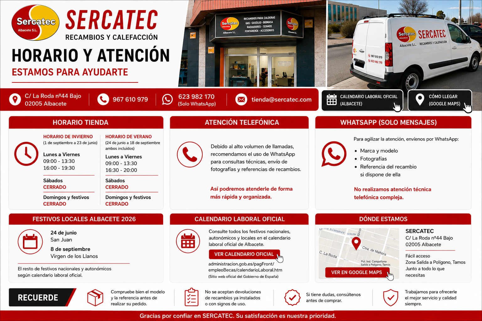 horario de trabajo sercatec