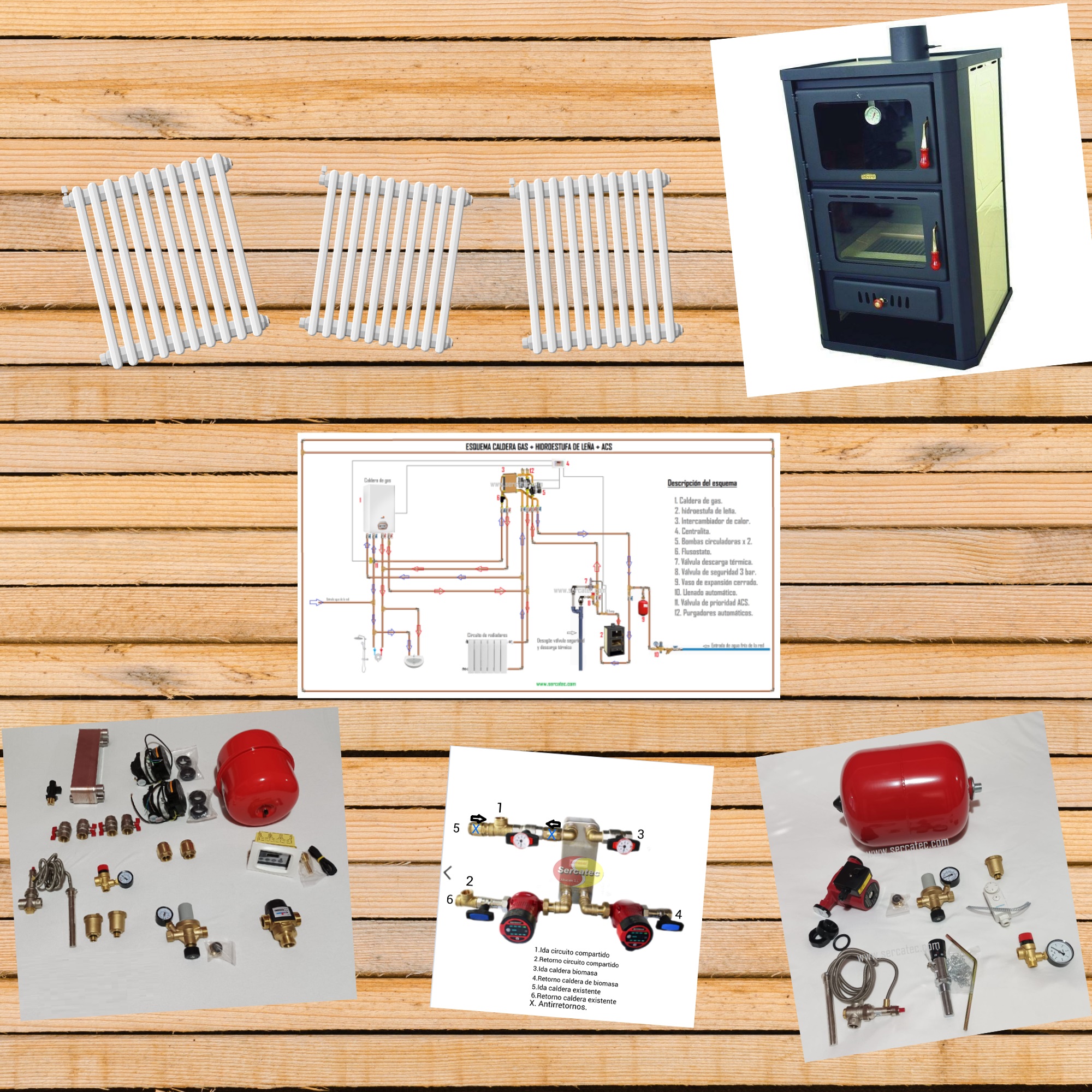 kits y piezas para instalar calefacciones de leña