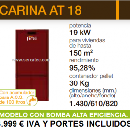 Caldera de Pellets Ferroli CARINA AT 18 (150 m2) con acumulador de 100 L