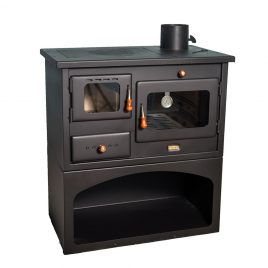 Cocina de leña con horno prity 10 kw (75 m2) base con leñero