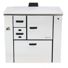 Cocina de leña esmaltada blanca con deposito 15,6 kw (110 m2)