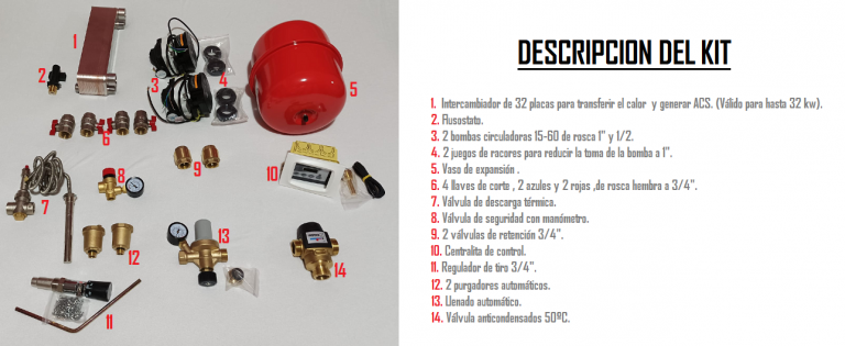 kit caldera de leña bypass + acs con leyenda